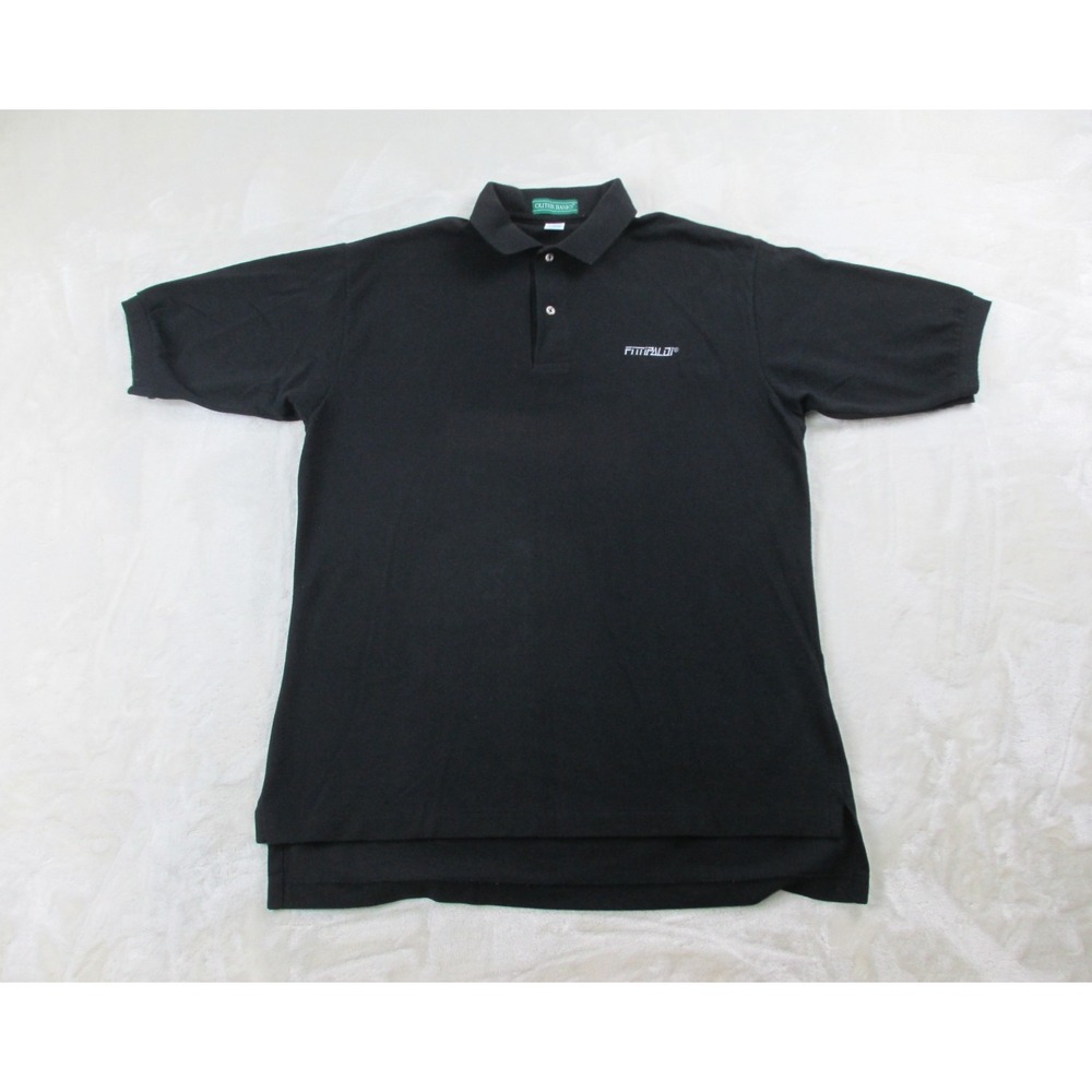 VINTAGE Emerson Fittipaldi Polo Shirt Mens Large‎ Black Racing Racecar Casual